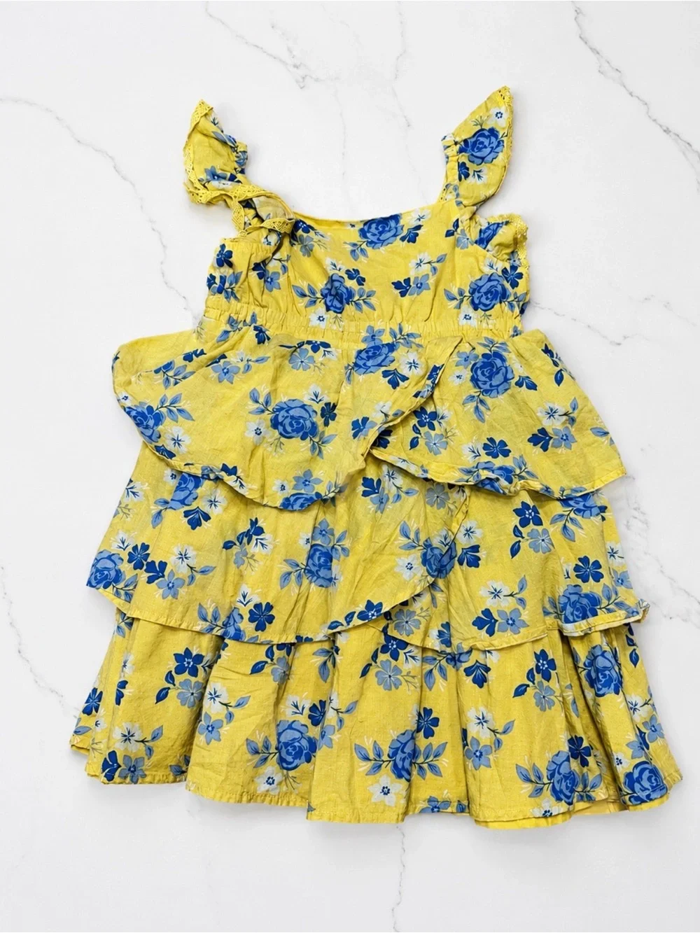 Tommy Bahama Yellow Dress with Blue Floral Print